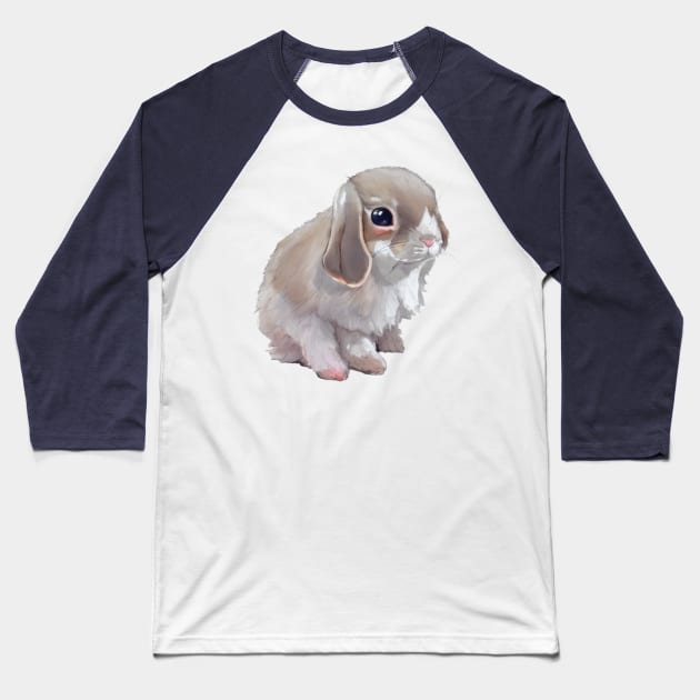 Grey Mini Lop Rabbit Bunny with Adorable Face Baseball T-Shirt by wigobun